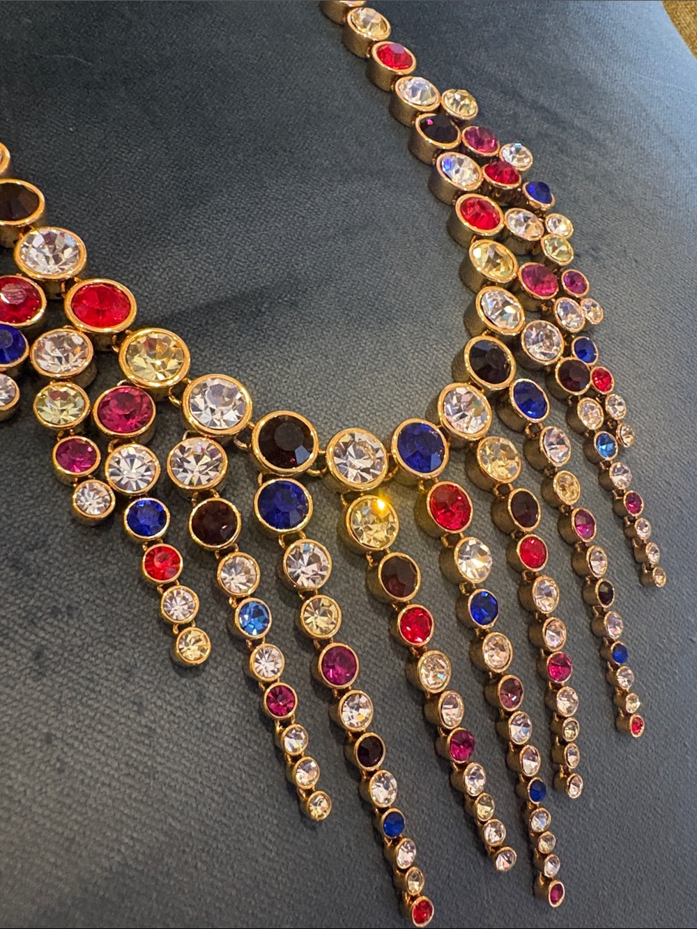 Henri Bendel multicolored bezel crystal waterfall necklace. Rare! - Picture 5 of 5